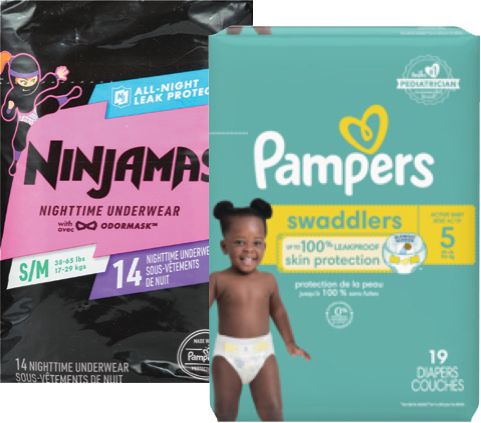 Pampers Diapers or Ninjamas Underwear